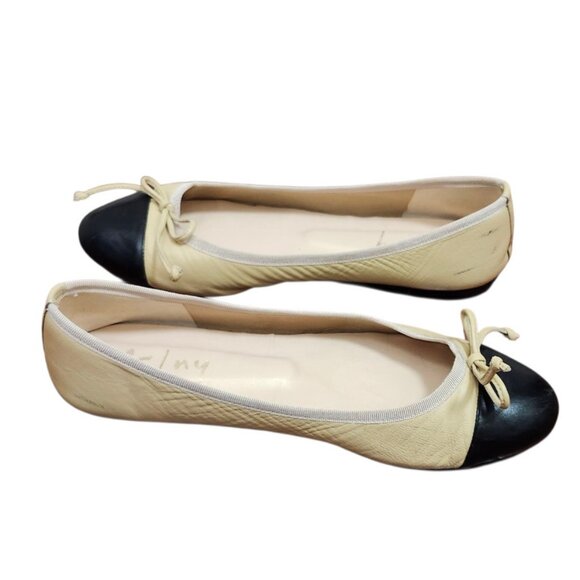 French Sole fs/ny Camille Cap Toe Leather Flats In Beige/Black - Size 8.5 - Picture 4 of 12